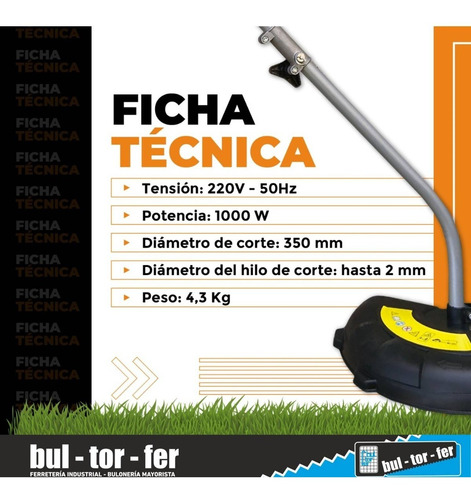 Imagen 5 de 9 de Bordeadora Electrica 1000w Lusqtoff Jardin Bl1000-8 + Cable