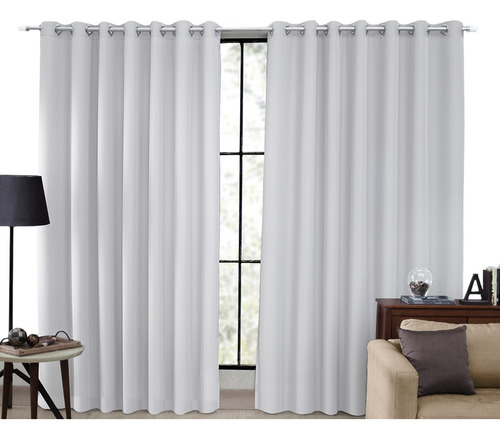 Cortina Tecido Blackout Corta Luz 80% 2,70 X 2,30m Blecaute Cor Branco/Gelo