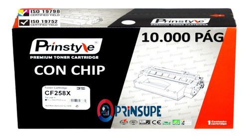 Toner Prinstyle 58x Cf258x 10.000pág. -con  Chip- Iso 19752