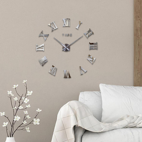// Reloj De Pared Diy, Diseño Moderno, Espejo, Relojes Plata