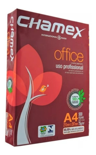 Papel Sulfite A4 Office 210x297mm 75g Pct 500 Folhas Chamex