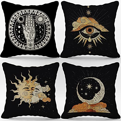 Funda De Almohada De Tiro De Tarot Estrella Y Luna, Con...