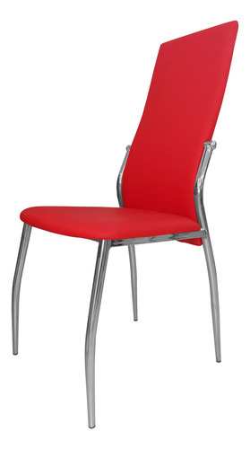 Silla De Caño Reforzada Cromo Tapizada Comedor Cocina Metali Estructura de la silla Tapizado Rojo