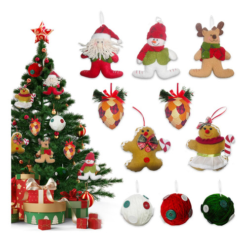 10 Pcs Adornos Navideños Para Arbol, Muñecos De Peluche