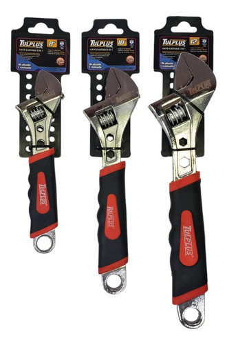 Set De 3 Llaves Francesas (pericas) 8 , 10 Y 12 Con Grip Cromado