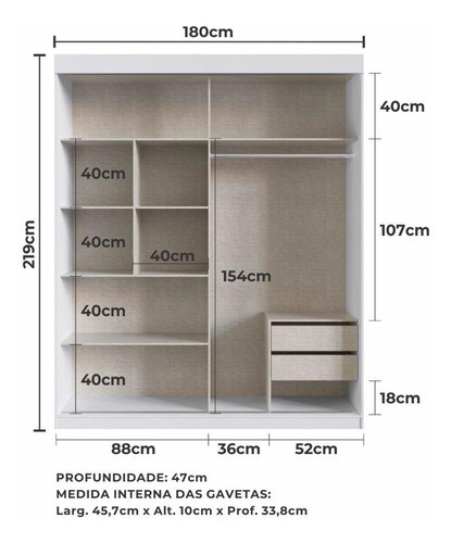 Guarda-roupa Branco 2 Portas De Correr Solteiro Édez Pratik