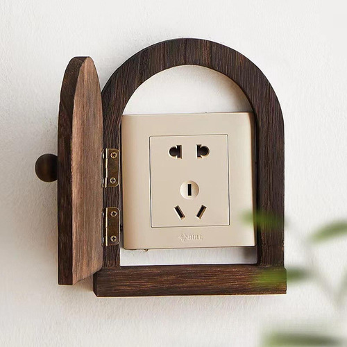 Elegante Cubierta Para Interruptor De Madera Marron Oscuro