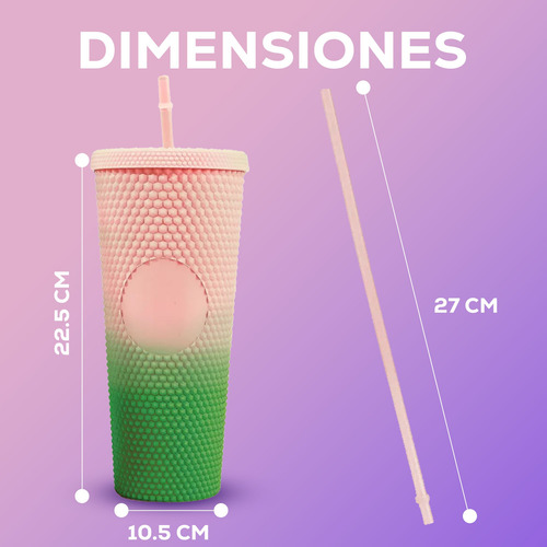 Termo Vaso Con Diseño Degradado 750ml Material Texturizado Verde