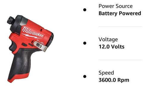 Cordless Hex Impact Driver Milwaukee 3453-20 12v Fuel 1/4