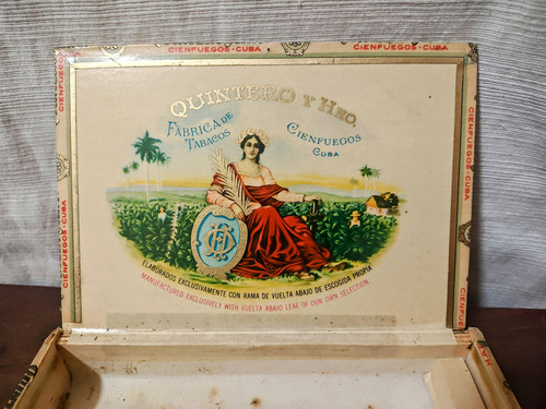 Antigua Caja De Madera Para Habanos Vacía Quintero Hno (Usado)