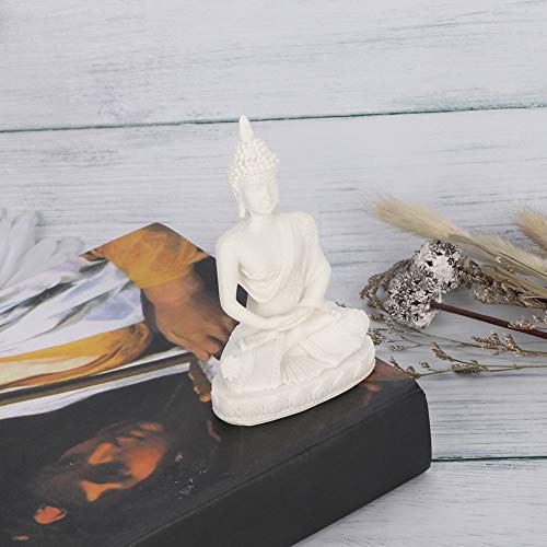 Estatua De Buda Meditación Tallado Decoración Hogar Blanco