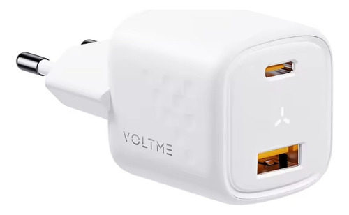 Carregador Voltme Revo 20 Duo Usb-c + Usb-a Com Cabo Branco
