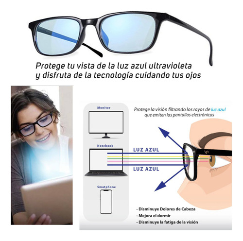 Lentes Para Computadora Protección Filtro Azul Luz Blue