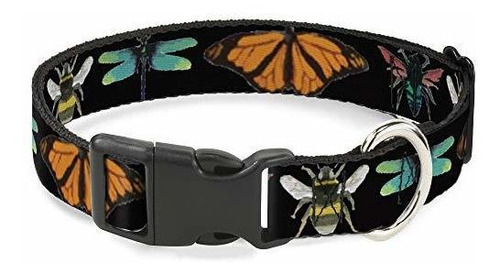 Buckle-down Cat Collar Breakaway Insects Close Up Black 8 To