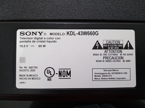 Tarjeta Fuente De Poder Tv Sony Kdl-43w660g (Usado)