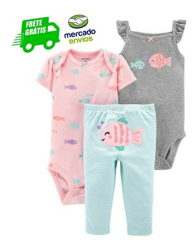 Conjunto Carter's  Com Bichinho No Bumbum Peixe 6 Meses 