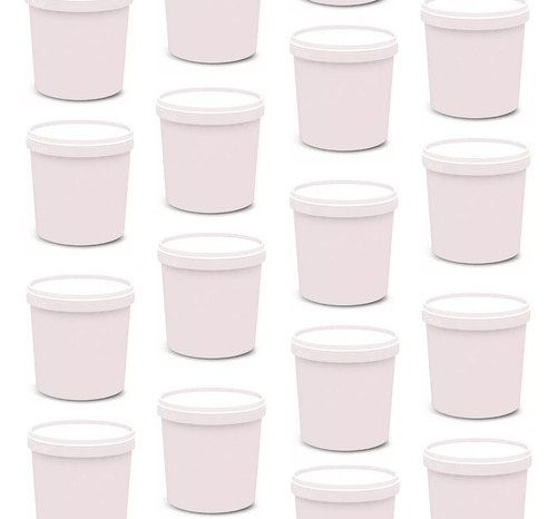 50 Potes Para Alimentos 900 Ml Branco Pp Com Tampa 13x9,5cm
