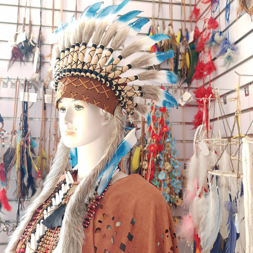 Sombrero Indio De Jefe Americano, De Plumas, Accesorios Para