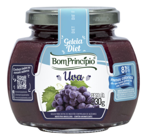 Geleia De Uva Diet Zero Açúcar Bom Principio 230g