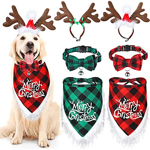 6 Piezas Navidad Perro Bandana Pajarita Reno Diadema Di...