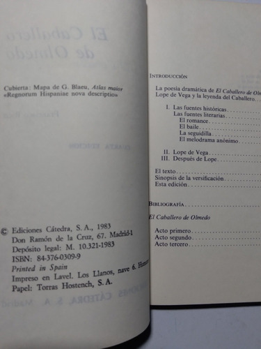 Libro El Caballero De Olmedo / Lope De Vega (Usado)