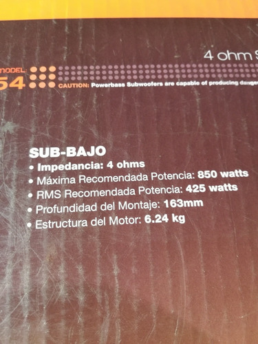 Bajo 15 Powerbass Bobina Sencilla 850wats