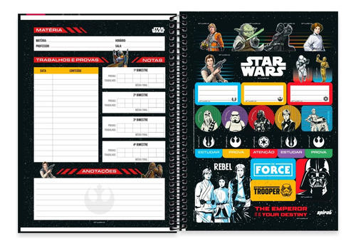 Caderno Universitario Capa Dura 1 Materia Star Wars 80fls
