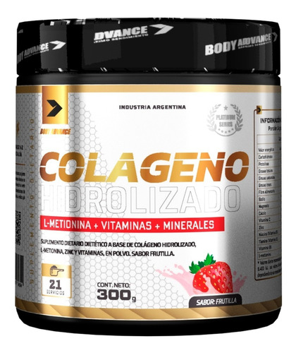 Colageno Hidrolizado 300g Body Advance L-metionina Vitaminas
