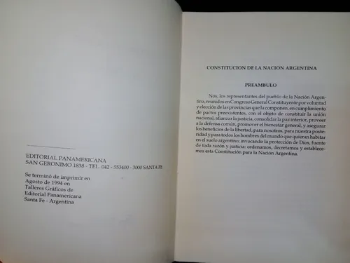 Constitución Nacional República Argentina 1994 Panamericana