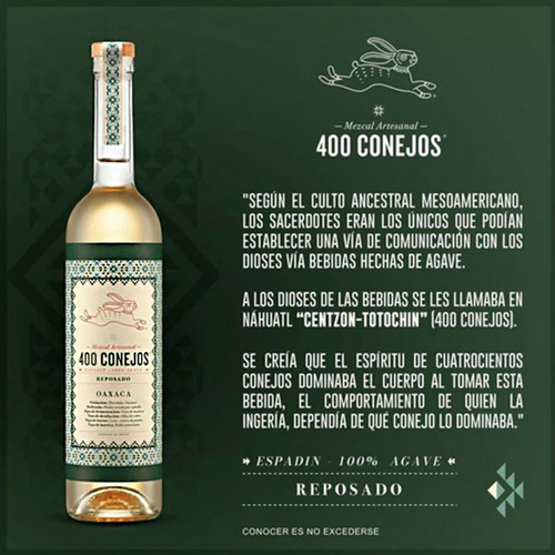 Mezcal 400 Conejos Reposado 750ml