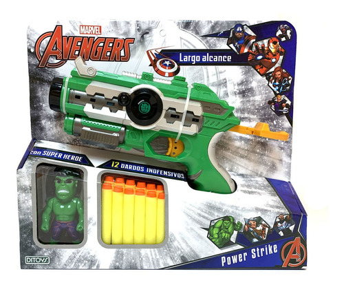 Avengers Pistola Power Strike Con Muñeco De Hulk