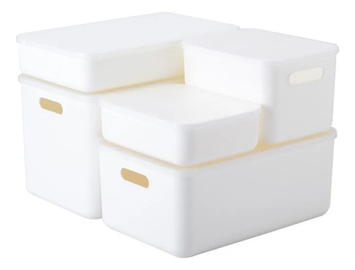 Cajas Organizadoras Plastica Canasto Multiuso Set 3 Con Tapa