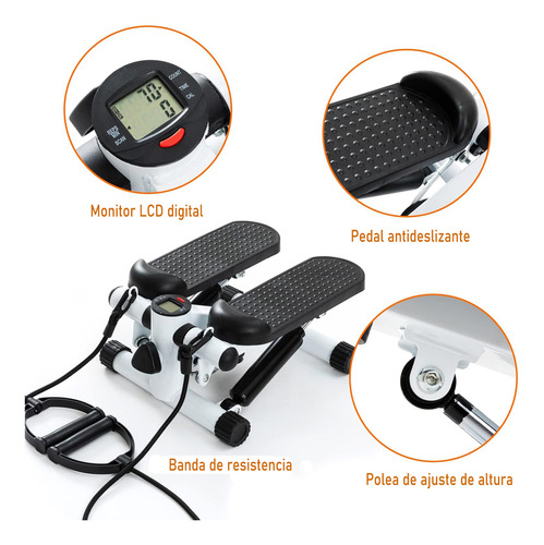 Stepper Mini Escalador Con Bandas Elásticas - Ejercicio