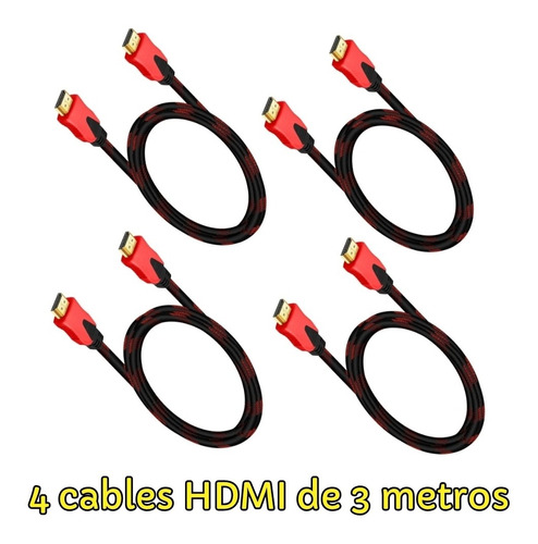 Paquete 4 Cables Hdmi De 3 Metros | Reforzado