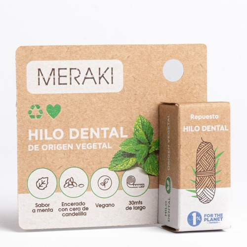 Imagen 1 de 3 de Hilo Dental Biodegradable Meraki Refill Repuesto Eco Vegano