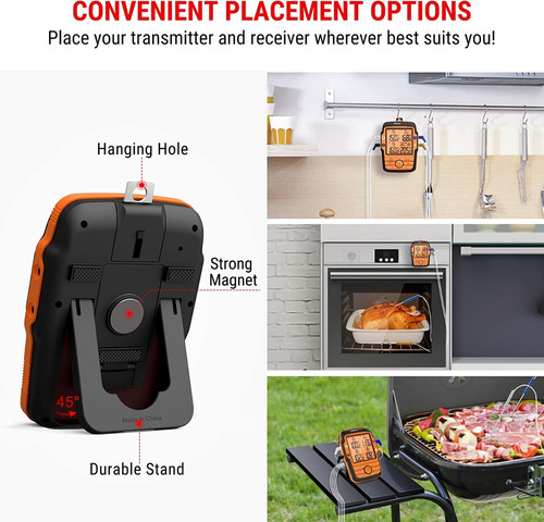 Imagen 5 de 7 de Termometro Inalambrico Thermopro Tp-27 4 Sondas Cocina Carne