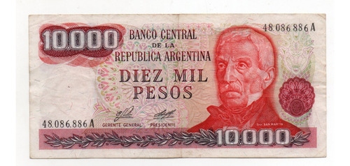 Billete Argentina 10000 Pesos Ley Bottero 2479 Serie A