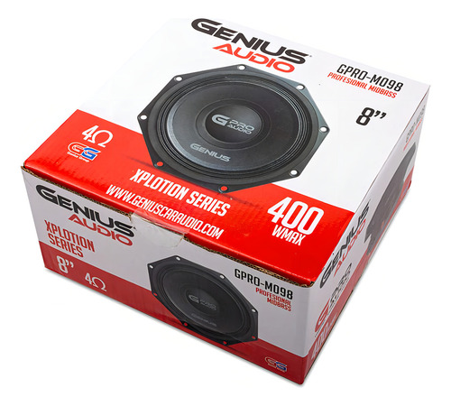 Genius Gpro-m098 - Medio Rango 8 Octagonal De Neodimio Para Coche, 400 W, Máx. 4 Ohmios, Diseño De Cono De Papel