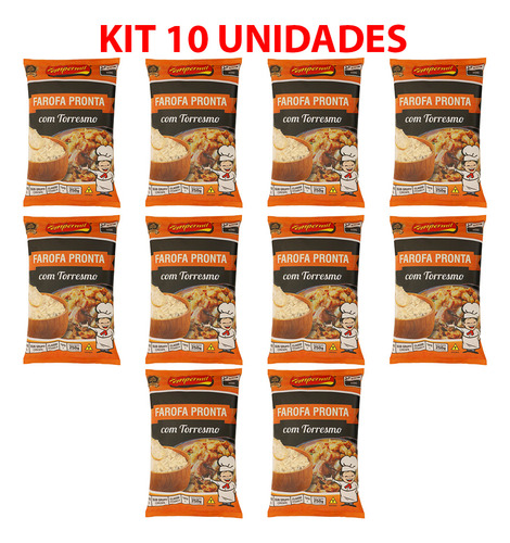 Kit 10 Farofa De Mandioca Temperada Torresmo 250g Saborosa