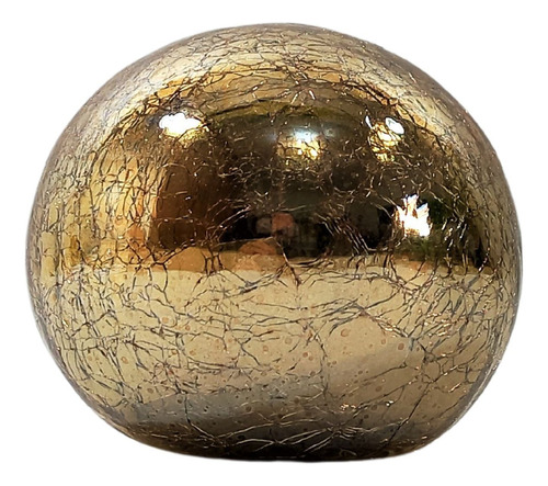 Bola Decorativa Vidro Craquelada Esfera Espelhada M ,nº8 Cor Dourado