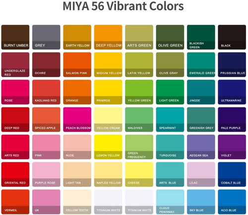 Imagen 2 de 7 de Miya Gouache Set De 56 Colores 30 Ml Con Estuche