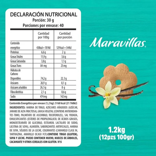 Galletas Maravillas 12 Pzas De 100 G C/u