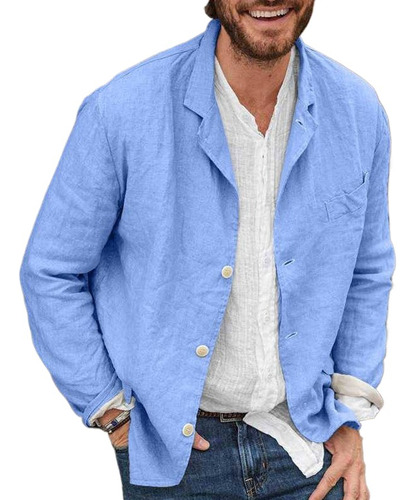 Trajes Tipo Blazer Para Hombre Con Solapa De Lino Y Algodón