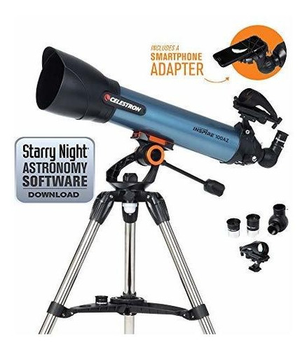 Telescopio Celestron Inspire 100az Refractor Adaptador Para