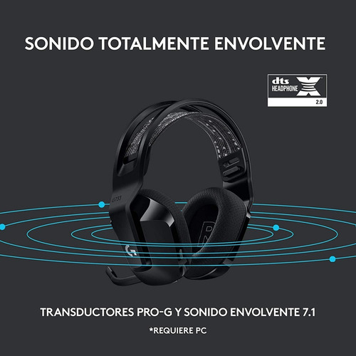 Imagen 6 de 10 de Diadema Gamer Inalámbrica Rgb Logitech G733 / 7.1 Dts, Negra