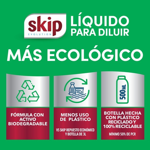 Botella Jabón Líquido Ropa Skip Evolution Para Diluir Matic