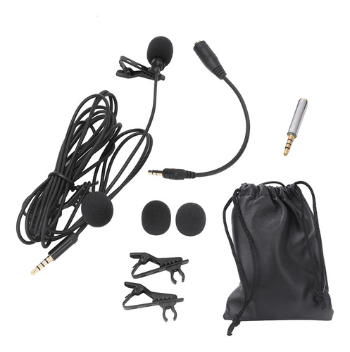 Micrófono De 3,5 Mm, 1,5 M, Solapa Doble, Clip De Clip Para