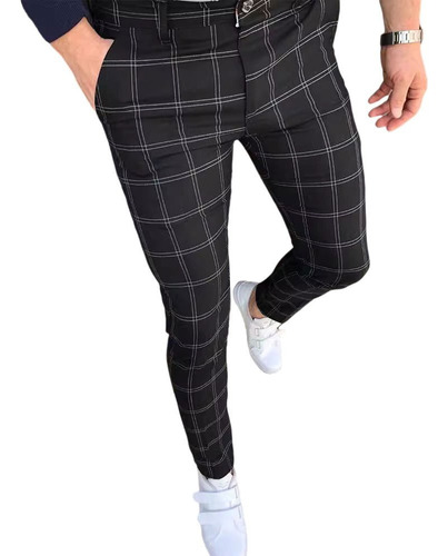 Hombres Impreso Plaid Stripe Casual Pequeño Pantalones