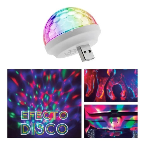 Imagen 5 de 10 de Mini Bola Giratoria Rgb Led Esfera Luz Colores Audioritmica