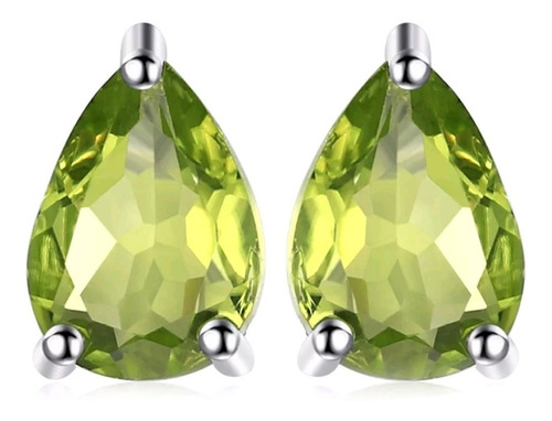 Bellos Aretes Peridoto Natural Gota Y Plata S925 Envío